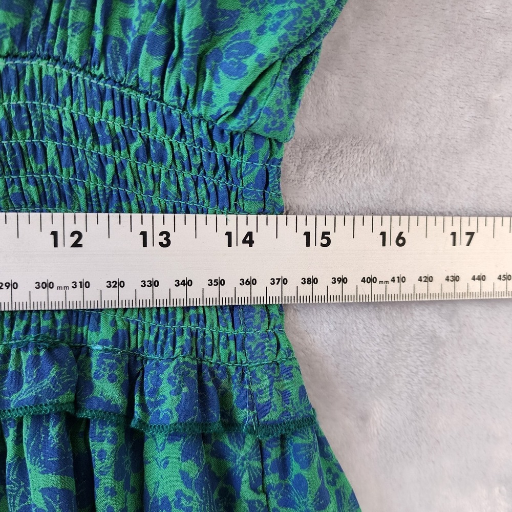 by Anthroplogie Dress Womens Size Medium Smocked Ruffle Tiered Maxi Pockets Blue - Picture 8 of 10